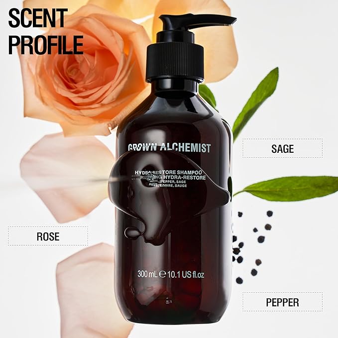 Grown Alchemist Hydra-Restore Rose Black Pepper & Sage Gentle+Moisturizing Daily Shampoo, 300mL-Velvo Beauty