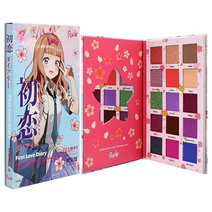 Manga Collection Pressed Pigments and Shadows Palette - First Love Diary by Rude Cosmetics for Women - 0.77 oz Palette-Velvo Beauty