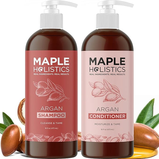Argan Oil Shampoo and Conditioner for Dry Hair - Paraben and Sulfate Free Shampoo and Conditioner Set for Dry Hair Frizz Curl Care and Split Ends - Moisturizing Argan Shampoo and Conditioner Set-Velvo Beauty