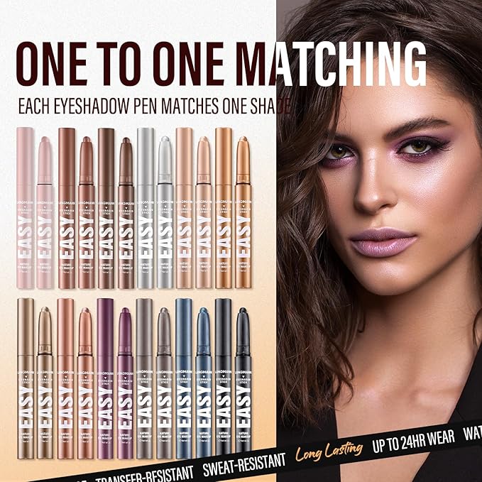 Jolilab Eyeshadow Stick, 2 Colors Matte Professional Bright-Colored Contouring and Highlight Stick, Cream Waterproof Long Lasting High Pigmented Eye Shadow.-Velvo Beauty