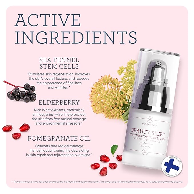 Overnight Eye Serum - Under Eye Serum for Night Time w. Hydrating Elderberry & Sea Fennel Stem Cells, Reduces Under-Eye Bags & Wrinkles, Anti-Aging Eye Serum-Velvo Beauty