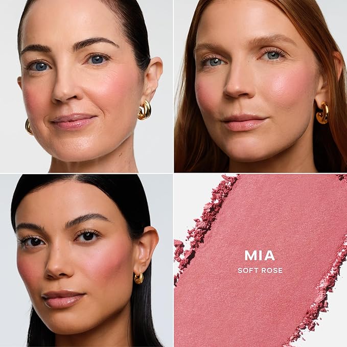 Saie SuperSuede Baked Blush - Talc-Free Powder Blush for All Day Wear - Enriched with Plant-Derived Squalane + Glycerin to Help Moisturize Dry Skin - Mia (0.1 Ounce)-Velvo Beauty