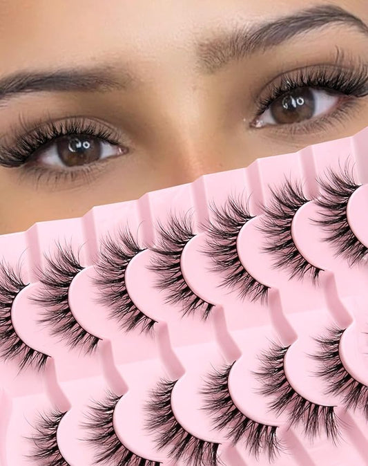 Cat Eye Lashes Natural Lashes Wispy False Eyelashes Fox Eye Lashes Natural Look False Lashes Pack 15MM 7 Pairs-Velvo Beauty
