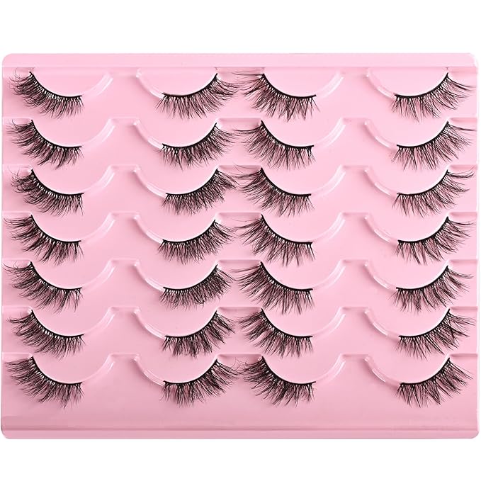 FARRED Half Lashes Natural Look Short Eyelashes Cat Eye Lash Fluffy Natural Lashes Wispy False Eyelash 14 Pairs Faux Mink Strip Eye Lashes Pack for Daily Makeup (F15 | 9-14mm)-Velvo Beauty