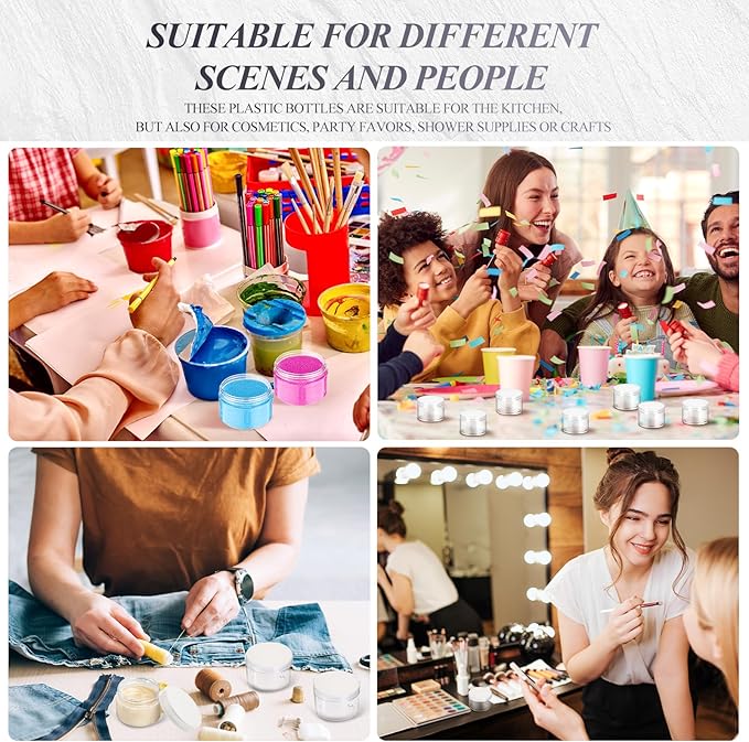 SATINIOR 24 Pieces Empty Clear Plastic Jars with Lids Round Storage Containers Wide-Mouth for Beauty Product Cosmetic Cream Lotion Liquid Butter Craft and Food (Transparent Lid, 4 oz)-Velvo Beauty