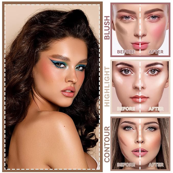 Highlighter Stick Cream Blush Stick Bronzer Contour Stick Makeup,3 PCS Cream Contour Kit with Contour Brush,Long Lasting & Professional Highlighters Makeup Stick for Beginner-Set B-Velvo Beauty