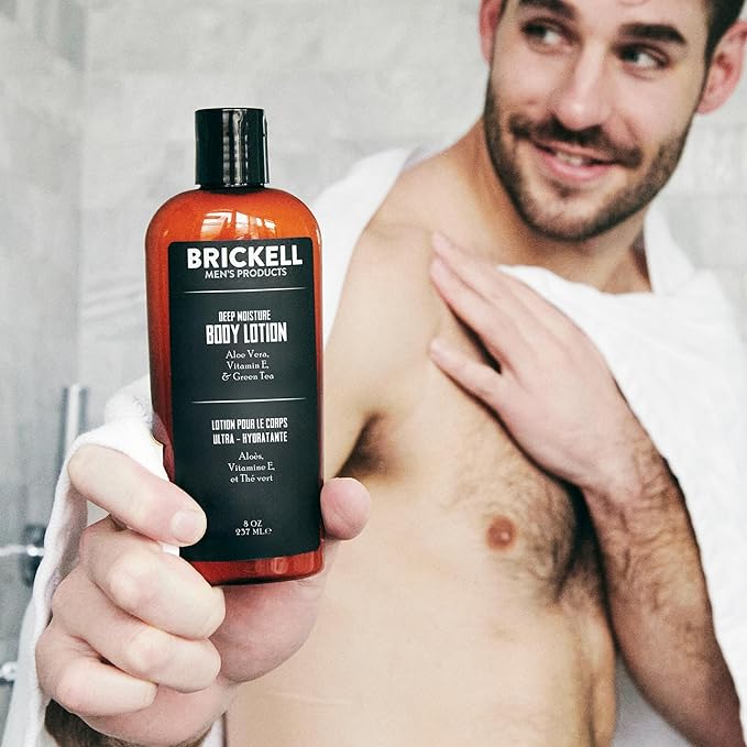 Brickell Men's Deep Moisture Body Lotion for Men, Natural and Organic Protects and Hydrates Dry Skin, 8 Ounce, Scented-Velvo Beauty