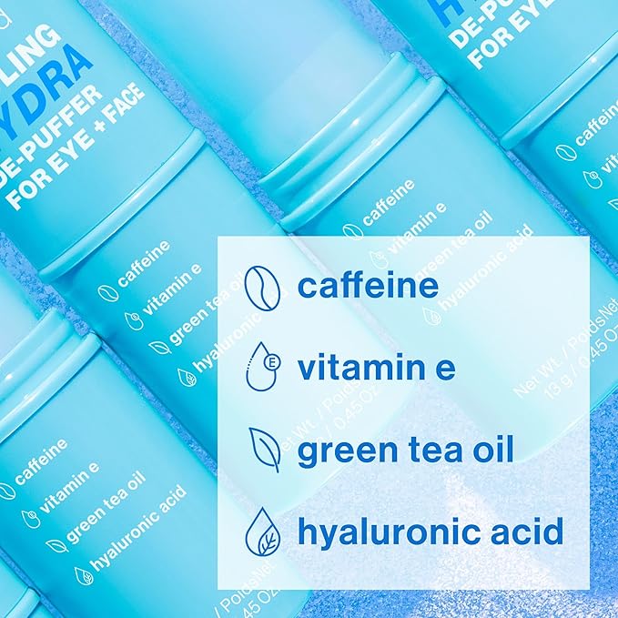 wet n wild Cooling Hydra De-Puffer, Soothing Face Makeup Primer Stick with Vitamin E & Caffeine, Instant Skin Refreshments for All Skin Types and Complexions, Vegan & Cruelty-Free-Velvo Beauty
