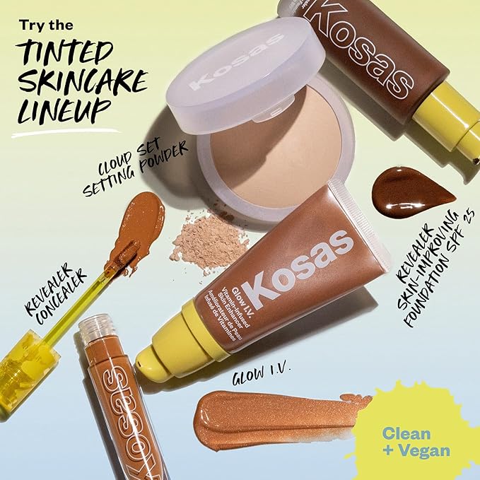Kosas Glow I.V. Vitamin-Infused Skin Enhancer Face Makeup - Tinted Beauty Highlighter for a Healthy Glow - Recharge-Velvo Beauty