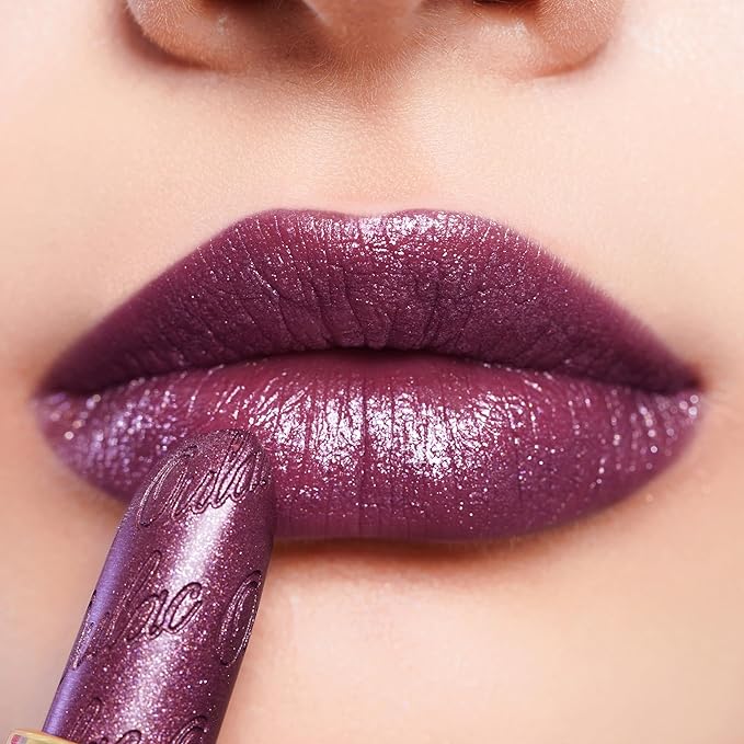 Oulac Purple Lipstick for Women with Metallic 3D Shine Lightweight Hydrating Formula, High Impact Lip Color, Vegan & Gluten Free Beauty, Full Coverage Lip Makeup, Virtual Violet(22)-Velvo Beauty