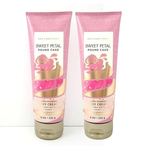 Bath & Body Works Ultimate Hydration Body Cream Pack of 2 (Sweet Petal Pound Cake),8.0 fluid_ounces,1.0 pounds-Velvo Beauty