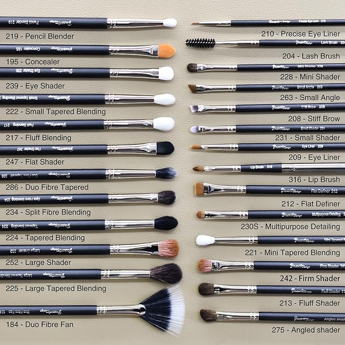 Makeup Artist MUST HAVES 42Pcs Makeup Brushes Set with Real Natural Goat Hair By BUEART DESIGN (42Pcs Matte Pearl Black)-Velvo Beauty