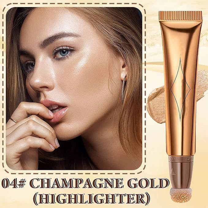 Liquid Contour Beauty Wand,Stick with Cushion Applicator,Cream Contour,Long Lasting Smoothly Moisturizng Silky Contour Stick High gloss stick-Velvo Beauty