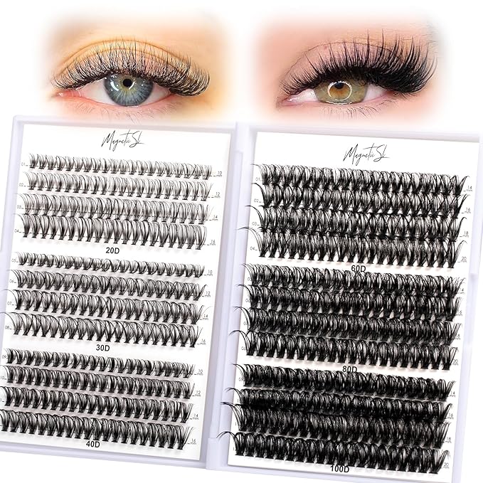 Lash Clusters 480 Clusters D Curl 10-20mm False Eyelash 60D 80D 100D Thick Eyelash Extension 20D 30D 40D Individual Eyelashes Multi-Style DIY Lash Extensions for Beginners(20D-100D-D, 10-20MIX)-Velvo Beauty