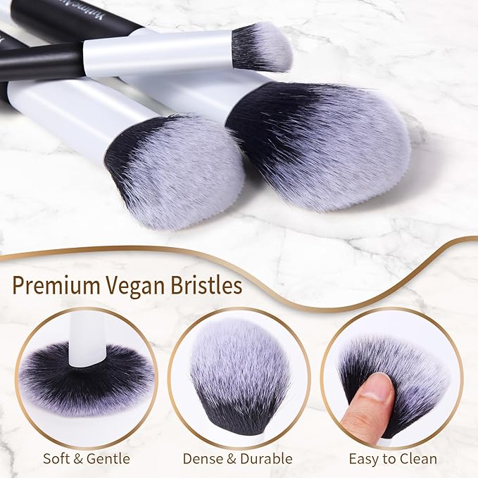 Makeup Brush Set 10pc, Dual-Ended Makeup Brushes For Bronzer, Contour, Eyeshadow, Blush, Concealer, Foundation-Velvo Beauty