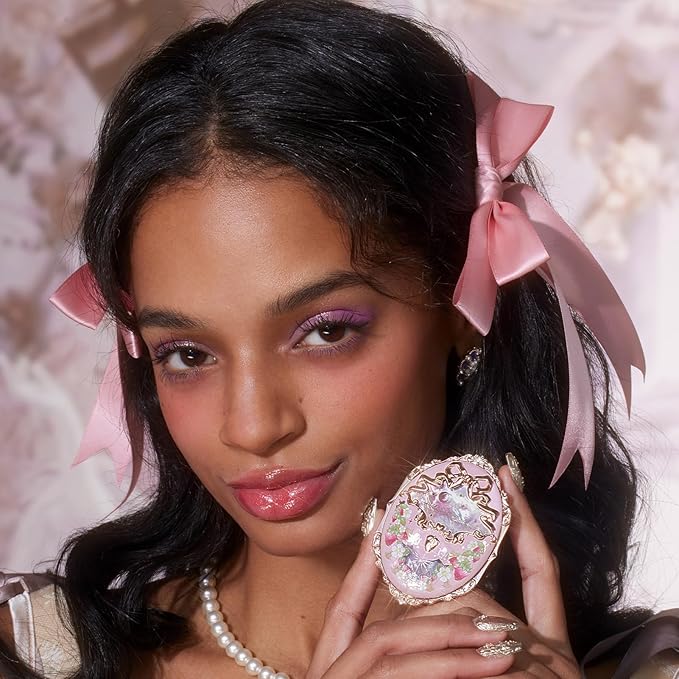 Flower Knows Strawberry Rococo Embossed Blush;Pink Matte Finish;Buildable & Blendable Powder Blush for cheeks,Natural Flush for All Skin Tones(G01 Romantic Blossom,4.6g)-Velvo Beauty