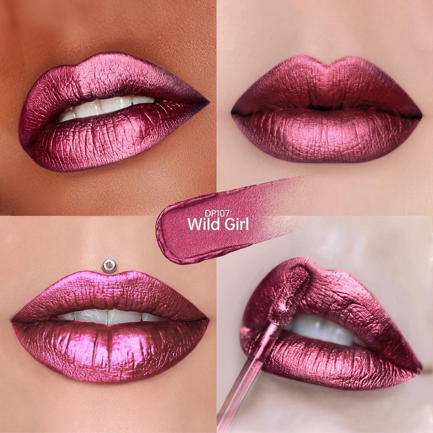 3Pc Lipsticks Set for Women Metallic Lipstick Long Lasting Dark Red Bronze Burgundy Lip Gloss, Metal Shine Lightweight Hydrating Full Coverage Lip Color, DP103/104/107-Velvo Beauty
