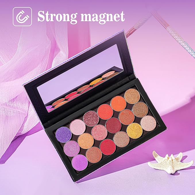 Lolalet 2 Pack Magnetic Makeup Palettes, Empty Magnetic Palette with Mirror for Eyeshadow Lip Color Blush Powder Highlighter Contour - Black&Pink-Velvo Beauty