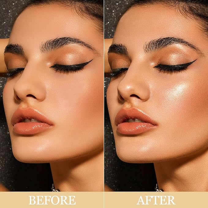 Erinde Face Highlighter Palette, Pearl Glossy Face Illuminator Palette, Natural Glow Finish, Shimmer Smooth Baked Highlighter Powder, Long-lasting Sparkling Highlighter Makeup, 03 Dawn Glow-Velvo Beauty