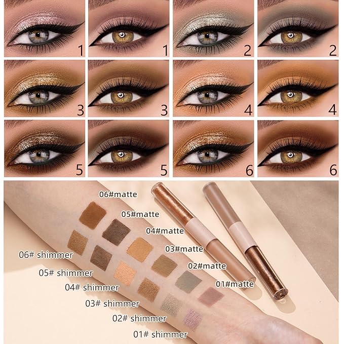 Liquid Eyeshadow Pencil, Earth Yellow Brown, 6-Color, Waterproof, Dual-End, Portable, Cruelty-Free-Velvo Beauty