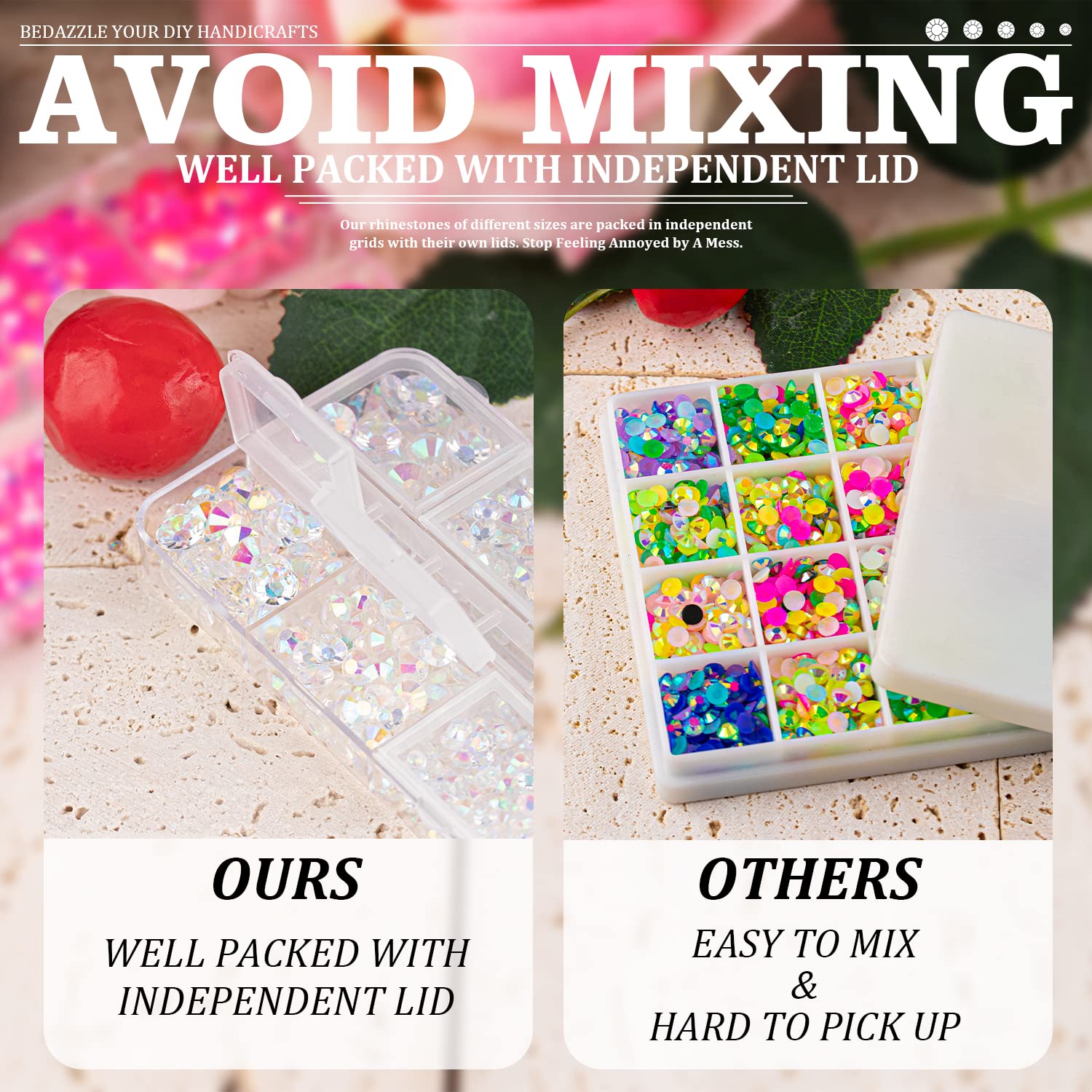 Resin Rhinestones Crafting, 2/3/4/5/6mm Flatback Jelly Rhinestones, 3 Box Transparent AB Non Hotfix Crystal Gems for Bedazzling Crafts Mugs Tumblers Clothes Makeup Nail-Velvo Beauty