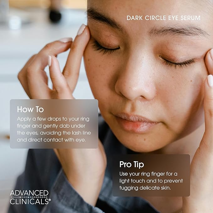 Advanced Clinicals Dark Circle Caffeine Under Eye Serum For Face With Hyaluronic Acid Moisturizer + Peptides | Brightening Vitamin C Serum Helps Improve Look Of Puffy Eye & Fine Lines, 1.75 Fl Oz-Velvo Beauty
