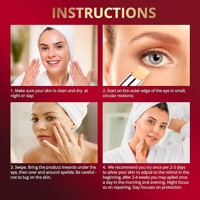 Retinol Under Eye Brightener Stick, Dark Circles Under Eye Treatment for Women with 5% Hyaluronic Acid Complex - Anti Aging Eye Cream for Puffiness and Bags Hydrates, Firms and Brightens Eyes 0.1oz(3g) 2 pack-Velvo Beauty