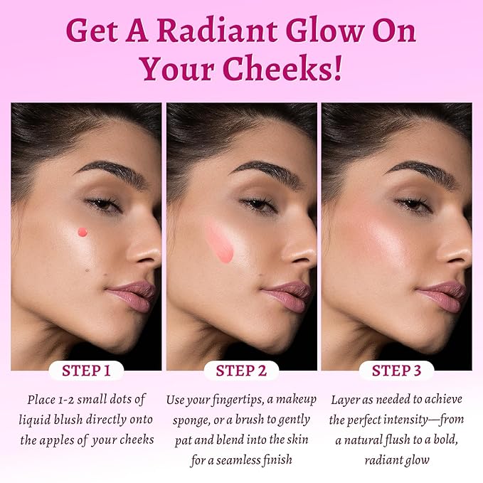 UCANBE 3PCS Liquid Blush Set – Dewy Cream Blush Makeup for Cheeks – Lightweight Long Lasting Blendable Buildable Formula for Natural Flush(Berry Smooch, Bronze Rose, Peach Pink)-Velvo Beauty
