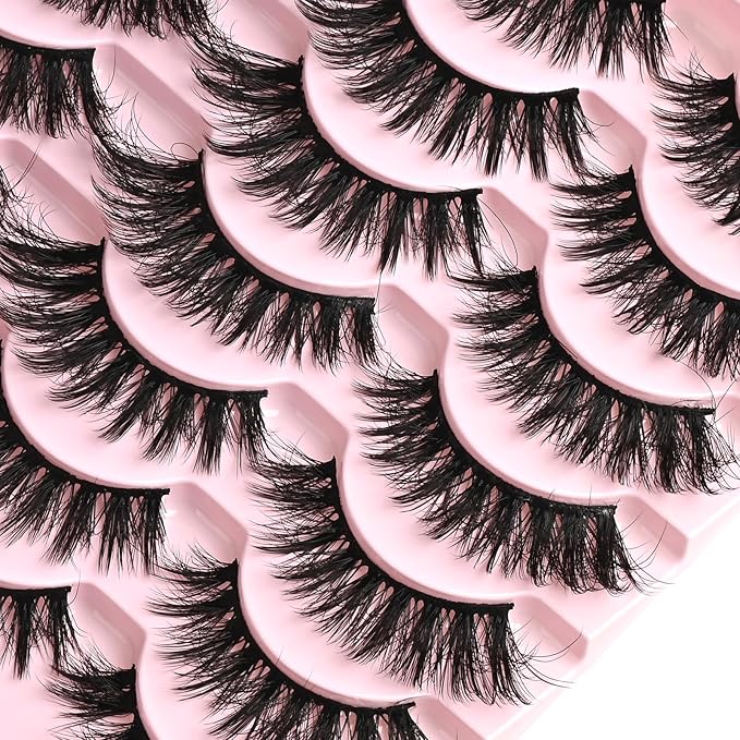 FARRED Cat Eye Lashes Fluffy False Eyelashes 14 Pairs Fake Eyelashes Natural Look Short Natural Lashes Cateye Lash Wispy Volume Eyelash Faux Mink Strip Lashes Pack for Daily Makeup (F27 | 9-17mm)-Velvo Beauty