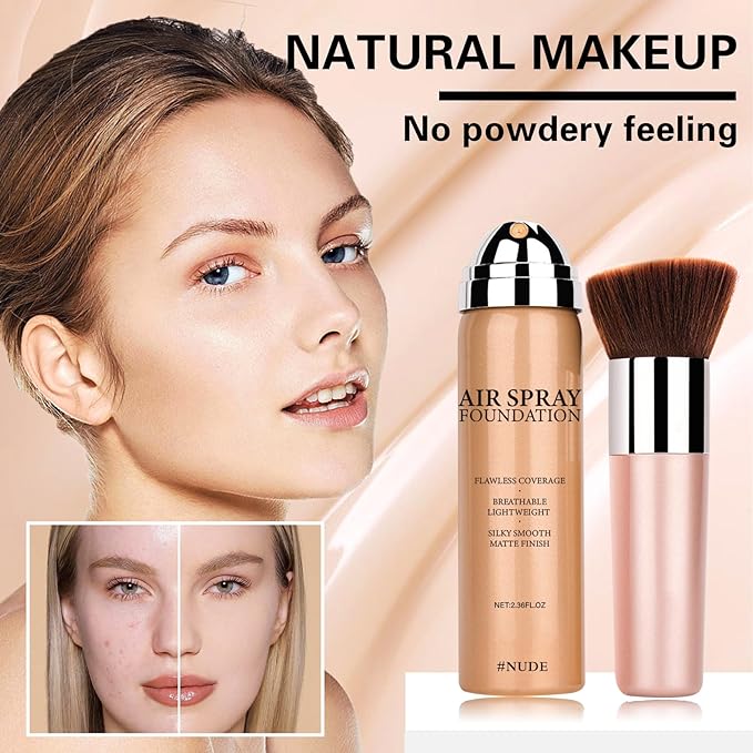 Airbrush Makeup Foundation for Mature Skin Magic Minerals Lightweight Air Makeup Airbrush Makeup Setting Spray for Smooth Radiant Finish(03# Nude Color)-Velvo Beauty