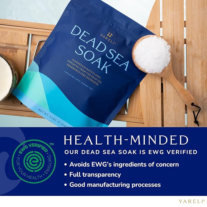 Magnesium Flakes, 5lb, Dead Sea Bath and Foot Soak, Alternative to Epsom Salt with Over 250,000mg of Magnesium Chloride Per Bag-Velvo Beauty