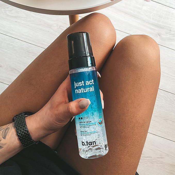 b.tan Clear Self Tanner Bronzing Water Foam | Just Act Natural - Best 1 Hour Express Sunless Tanning Mousse, Dark, Transfer-Free, Enriched With Coconut Water & Vitamin E, Face & Body, 6.7 Fl oz-Velvo Beauty