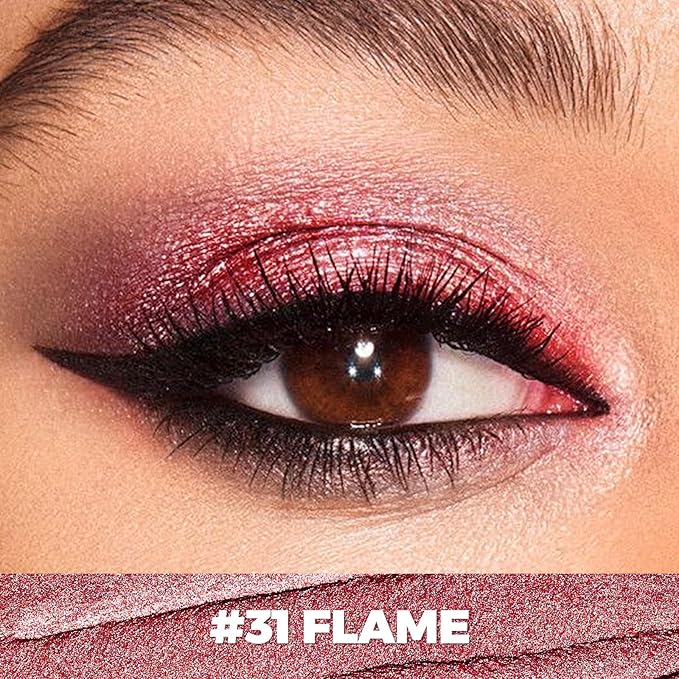 FOCALLURE Shimmer and Matte Cream Eyeshadow Stick,Smooth Brilliant Eye Brightener Pencil for Women,Long Lasting Waterproof Eye Shadow and Liners Makeup,FLAME-Velvo Beauty