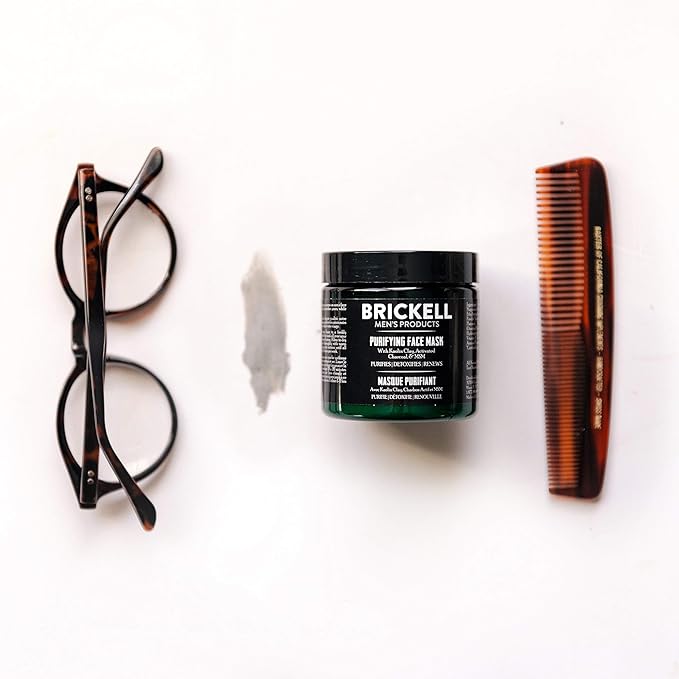 Brickell Men's Purifying Charcoal Face Mask Skin Care Product, Natural and Organic Activated Charcoal Facial Mask With Detoxifying Kaolin Clay, 4 Ounce, Unscented-Velvo Beauty