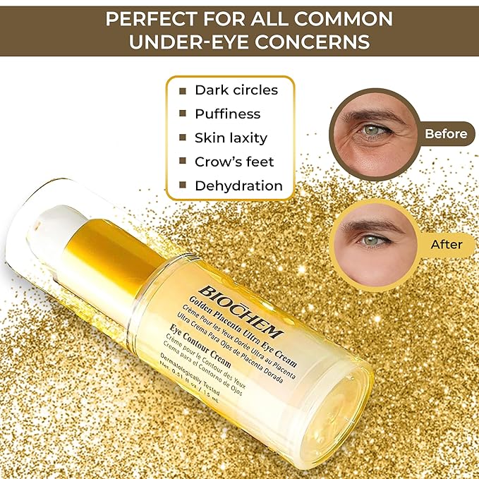 Golden Placenta Ultra Eye Cream - 0.51 fl oz / 15 ml, Luxury Eye Contour Treatment for Wrinkles and Dark Circles-Velvo Beauty