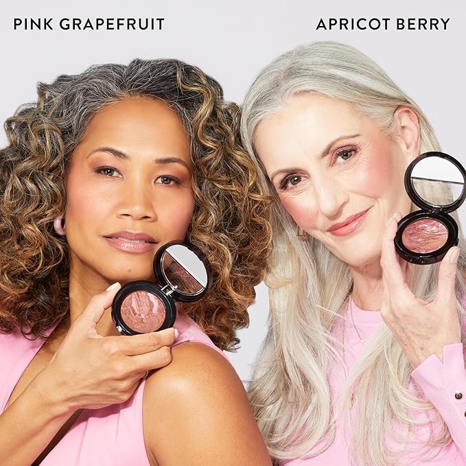 LAURA GELLER NEW YORK Baked Blush-n-Brighten Marbleized Blush for Cheeks - Pink Grapefruit - Satin Finish - Buildable Color-Velvo Beauty