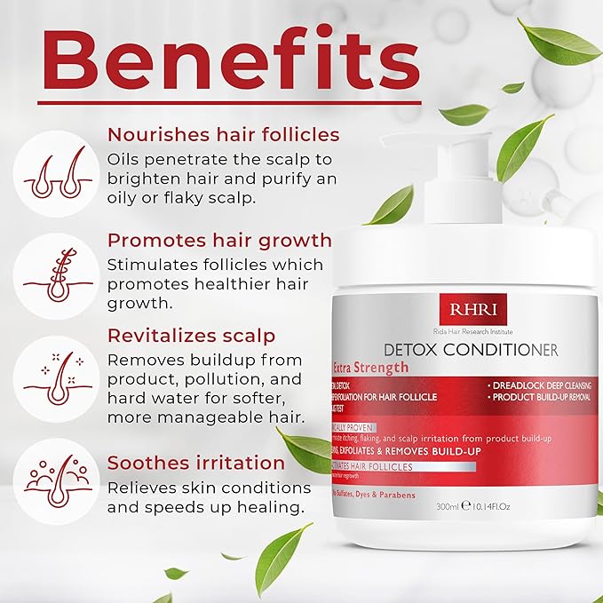 Detox Conditioner – Deep Cleansing Hair Conditioner for Damaged Dry Hair | Heavy Metal Detox & Build-Up Removal | Nourishing Scalp Care, Sulfate-Free Formula – 300ml-Velvo Beauty
