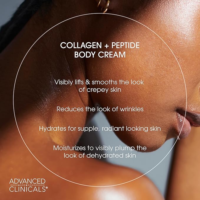 Advanced Clinicals Collagen Peptides Body Lotion & Face Moisturizer | Peptide Infused Collagen Lotion For Women & Men Helps Improve Look Of Crepe Skin, Wrinkles, & Uneven Dry Skin Texture, 2-Pack-Velvo Beauty