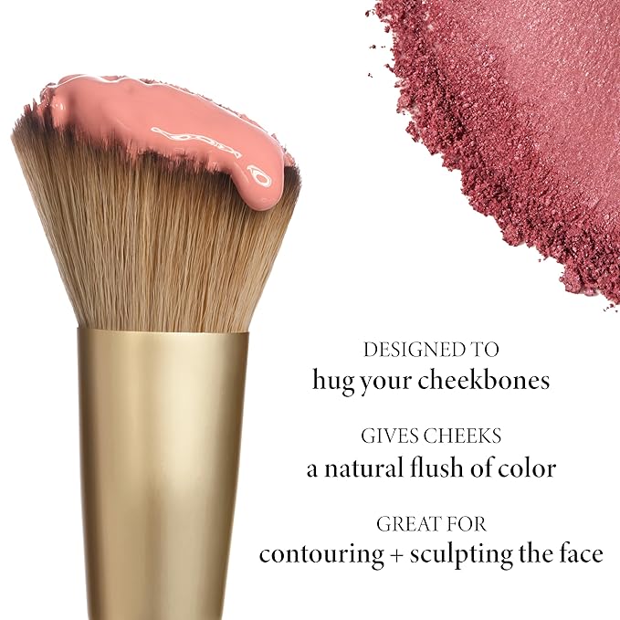 LAURA GELLER NEW YORK Angled Blush Brush with Black Wooden Handle & Dense Bristles for Makeup Application-Velvo Beauty