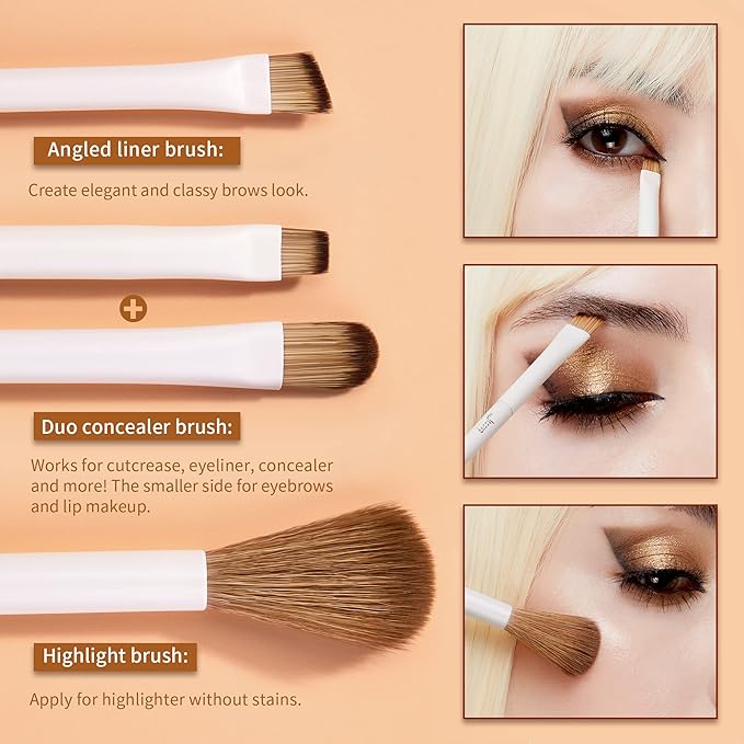 Jessup Precision Makeup Brushes 10Pcs Eye Makeup Brush Set Premium Synthetic Eyeshadow Concealer Eyeliner Eyebrow Blending Highlight Brush, Light Grey T330-Velvo Beauty