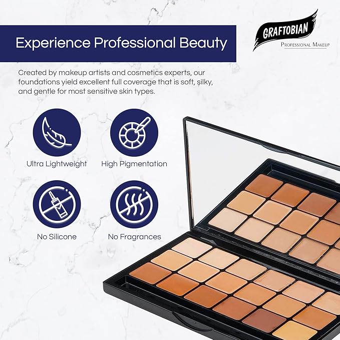 Graftobian HD Glamour Creme Foundation Warm Super Palette - 18 High Definition Warm Undertone Cream Shades-Velvo Beauty