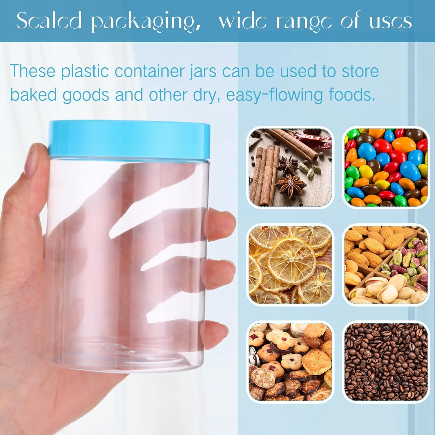 SATINIOR 100 Pcs Plastic Jars with Lids Small Containers Lids Wide Mouth Small Plastic Containers for Lotion Cream Rhinestones Body Butters Travel Storage(10 oz, Blue)-Velvo Beauty