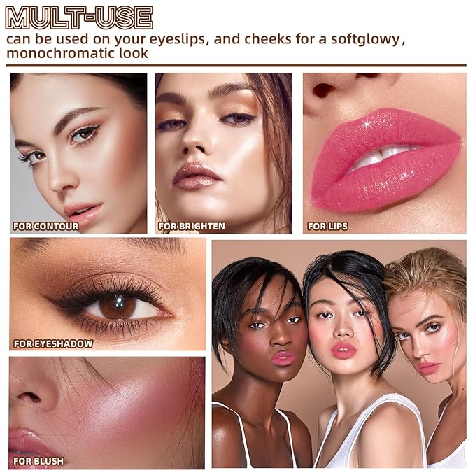 3Pcs Cream Contour Stick Makeup Set, Cream Bronzer Blush Highlighter Stick for Cheeks Eyes Lips, Long Lasting Waterproof Blendable Dewy Finish Face Stick Trio Wand for All Skin (1+3+6)-Velvo Beauty