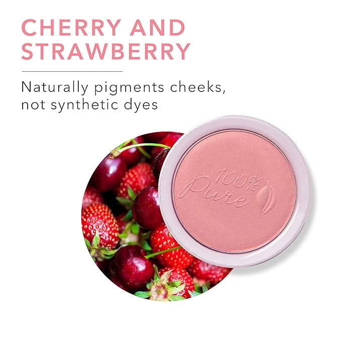 100% PURE Powder Blush (Fruit Pigmented), Chiffon, Soft Shimmery Finish, Nourishes Skin w/Rosehip Oil, Cocoa Butter, Natural Makeup (Soft Pink) - .32 oz-Velvo Beauty