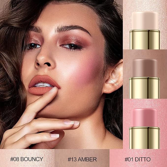 3 Pcs FAIR Contour Stick Set,Cream Blush & Highlighter Bronzer Pen,Long Lasting & Smooth Natural Face Contouring Illuminator,Professional Makeup Kit for All Skin-Velvo Beauty