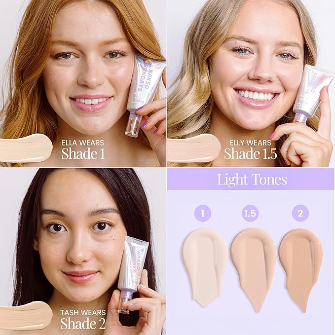 Naked Sundays BeautyScreen™ SPF 50 Mineral Peptide Foundation Tint – 2-in-1 Skin Tint & Mineral Sunscreen | Radiant, Buildable Coverage, Acne-Safe, Infused with Peptides (1.5 Fair Cool, 1.01 Fl Oz)-Velvo Beauty