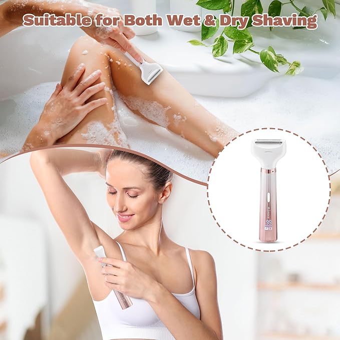 Electric Razors for Women, 5 in 1 Bikini Trimmer for Women, Wet/Dry Electric Shaver, Painless Womens Razor Shavers, Facial Hair Removal for Face Nose Eyebrow Arms Armpit Legs Pubic Area-Velvo Beauty