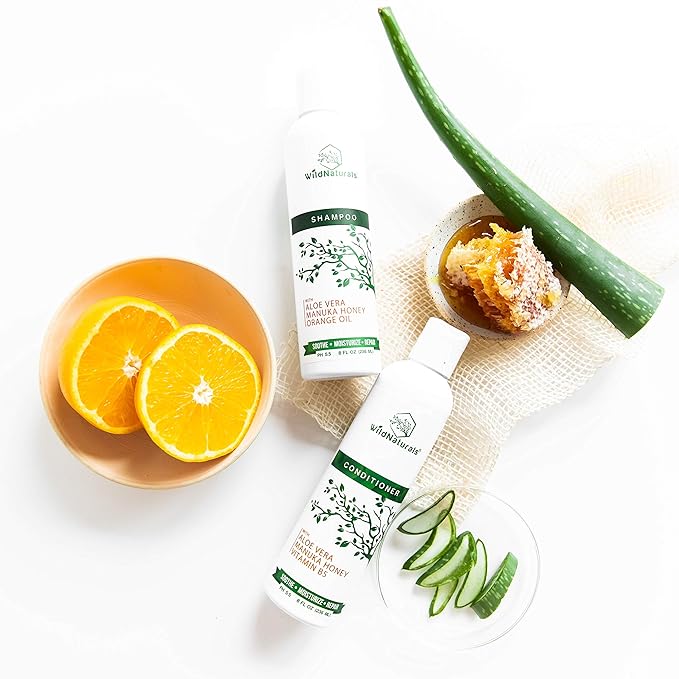 Manuka Honey Shampoo and Conditioner - Soothing Moisturizing Formula for Eczema, Psoriasis, Curly Hair and Color-Safe - All Natural Set-Velvo Beauty