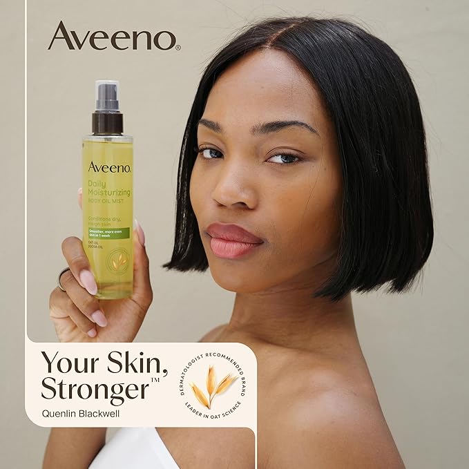 Aveeno Daily Moisturizing Body Oil Mist with Oat & Jojoba Oil for Dry Sensitive Skin, Nourishing Body Spray for Smoother Skin, Paraben-, Silicone- & Alcohol-Free, Twin Pack, 6.7 fl. oz, 2 Pack-Velvo Beauty