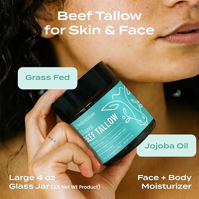 Body Restore Grass Fed Whipped Beef Tallow for Skin, Face, Body, Dry Skin - with Manuka Honey, Jojoba Oil, Birthday Gifts for Women, Men, Travel Essentials, Self Care - Eucalyptus-Velvo Beauty